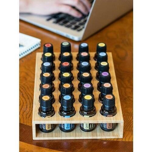 6/24 Grids Essential Oil Storage Case Bamboo Wood Essential Oil Shelf Essential Oil Storage Box For 15ML Essential Oil Sub Case