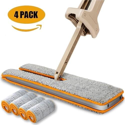 Double Sided Flat Mop-Easy Self Wringing Microfiber 360 Lazy Flip Floor Mop Handwash Free Wet and Dry Floor Cleaning Mops (A Tot