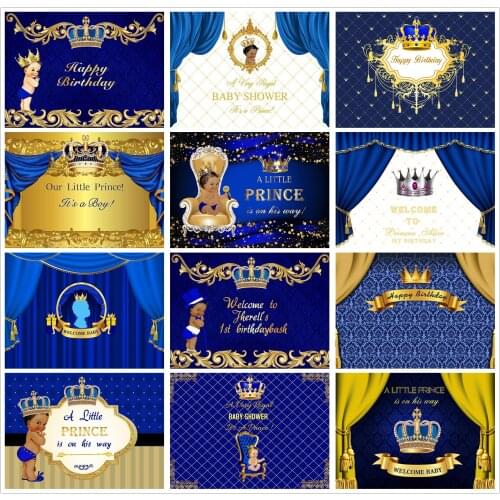 Royal Celebration Prince Birthday Party Photo Background Gender Reveal Boy Baby Shower BlueCake Table Decor Photography Backdrop