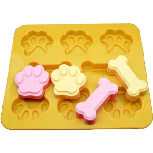 1pcs Chocolate Mold 8-Cavities DIY Candy Jelly Molds Non-Stick Cake Pastry Baking Tool 3D Paw Print Bone Shaped Mould Bakeware