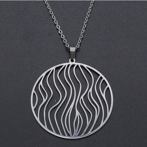 Geometric Stainless Steel Water Wave Necklace for Women Accept OEM Order Wholesale Dropshipping Fashion Jewelry Necklaces