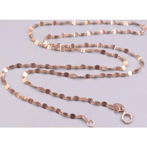 Fine Au750 Pure 18K Rose Gold Necklace Women Lip Link Chain 18inch