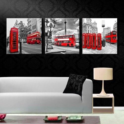 3 Pieces Modern Wall Art Painting Landscape Home Decorative London City Art Picture Paints Printing On Canvas No Framed