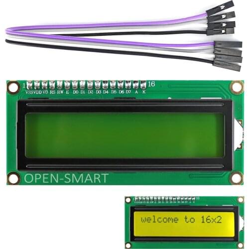 OPEN-SMART I2C / IIC LCD 1602 Display Module with Yellow-Green Backlight 4-Pin Cable for Arduino / Raspberry Pi