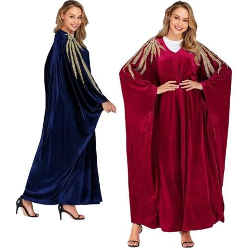 Muslim Batwing Sleeve Fashion Dress Caftan Abaya Dubai Kaftan Hijab Turkish Abayas For Women Islam Clothing