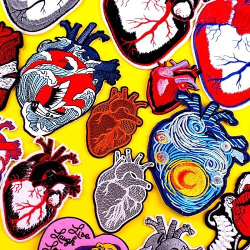 DIY Embroidery Heart Patch Van Gogh Iron On Patches For Clothing Punk Patch Embroidered Patches For Clothes Badge Stripe Sticker