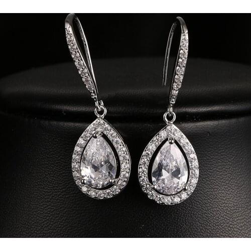 NoEnName_Null Elegant AAA Grade Cubic Zirconia Pendant Earrings Water Drops Womens Earrings