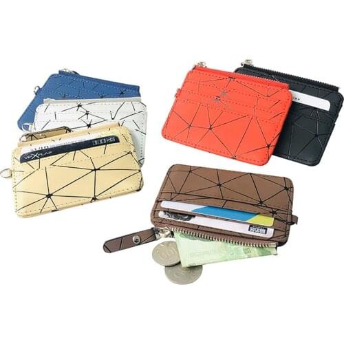 Card Wallet Holder Case Zipper Purse Id Coin Travel Leather Pu