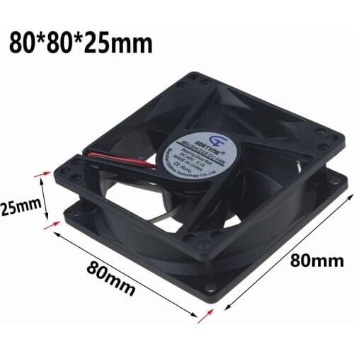 10Pcs Gdstime DC Axial Cooling Fan 48V 0.1A 2 Wires 80x80x25mm 8025 8cm 80mm