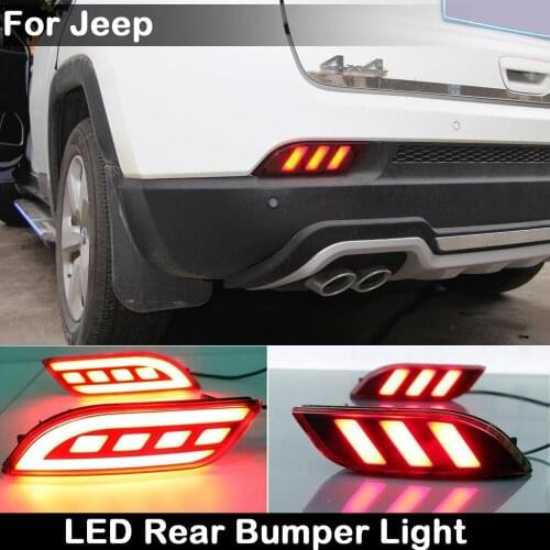 2Pcs For Jeep Compass 2017 2018 2019 LED Rear Bumper Reflector Lamp Driving ligh And Brake Light