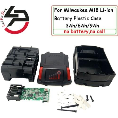 For Milwaukee 18V M18 Lithium Battery Plastic Case Cover PCB Charging 3Ah 4Ah 5Ah 6Ah 9Ah PCB Board Shell