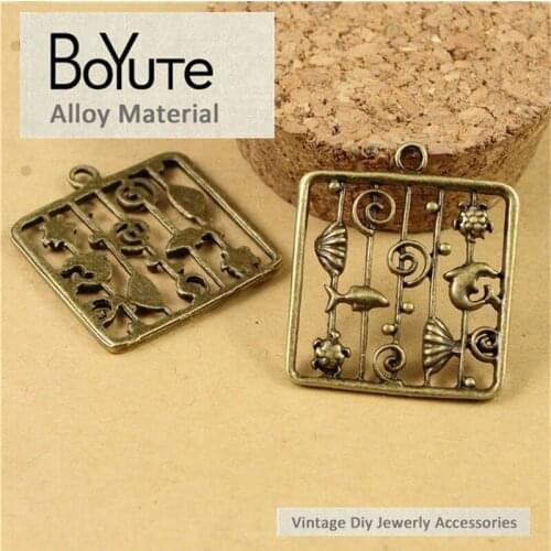 BoYuTe (60 Pieces/Lot) 25*25MM Vintage Style Antique Bronze Plated Zinc Alloy Sea World Pendants Diy Jewelry Makings Accessories
