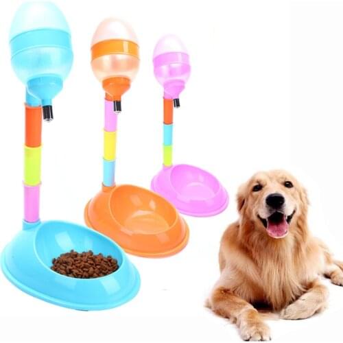 Adjustable Pet Cat Dog Water Drinker Dispenser Food Stand Hamster Feeder Dish Bowl Bottle Plastic Automatic Fountain Drinker