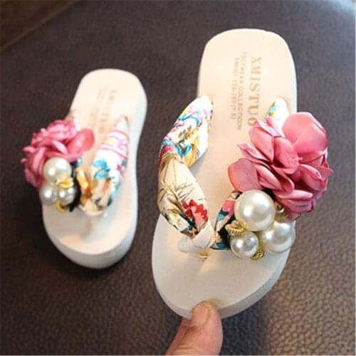Girls Sandals Toddler Slippers Rubber Child Home Shoes Flowers Princess Non-slip Slides for Girls Large Slipper Outdoor Shoes