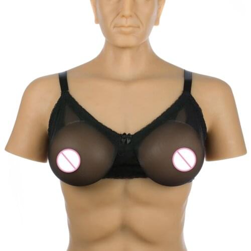 Sexy transsexuals Lace Bra Erotic Crossdresser Bra Pocket-bra Sheer Cup Silicone Fake Boobs Bra drag queen Not include Breast
