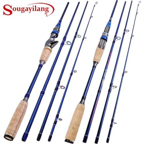 Sougayilang 4 Section Lure Rod 2.1M 2.4M Ultralight Weight Fishing Rod Carbon Rod Spinning/Casting Travel Rod Fishing Tackle