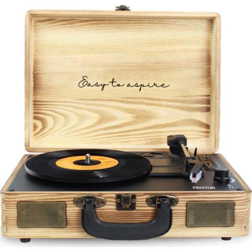 PRIXTON VC400 Wood-Vintage vinyl record player, vinyl player and music player via Bluetooth and USB