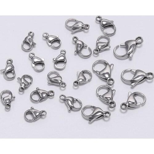 30pcs/lot Stainless Steel Lobster Clasps Lobster Clasp Hooks Chains Connectors For DIY Necklace Bracelet Jewelry Findings Making