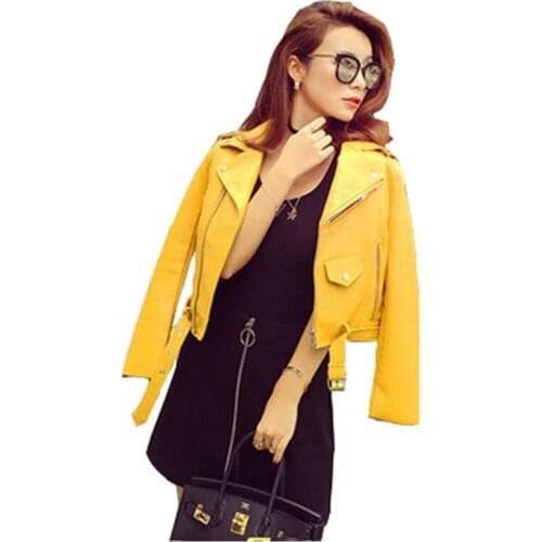 Spring Autumn Fashion Women Leather Jacket 2021 New Short Solid Color Women Jacket Lapel Long Sleeve Women Leather Jacket NUW972