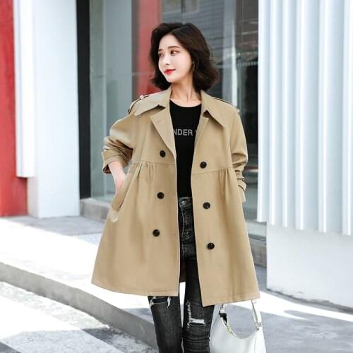 Women Casual Trench Coat Double Breasted Womens Windbreaker 2021 Chic Office Coat Ladies Outerwear