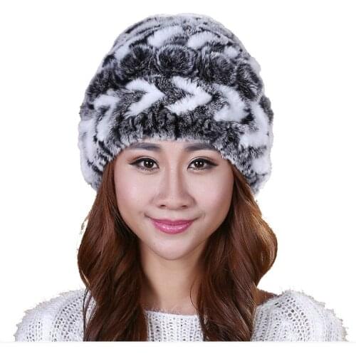Winter hats real rex rabbit fur Winter female hair fur hat female autumn and winter ear cycling cap knitted hat for women cap
