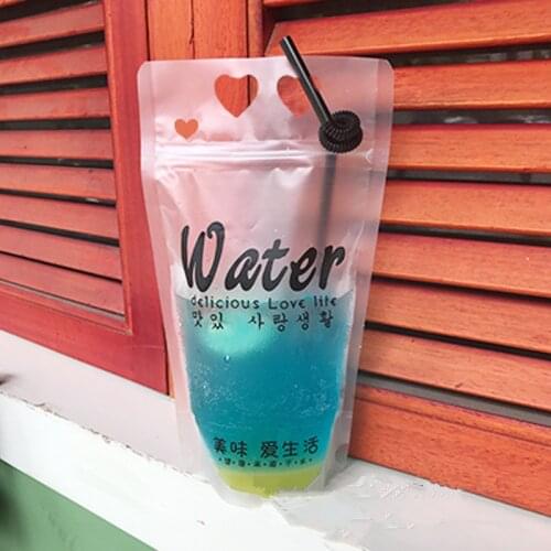 100pcs Water pattern ziplock stand up plastic bags juice drink beer milk tea packages 500ml large transparent seal sealing pouch