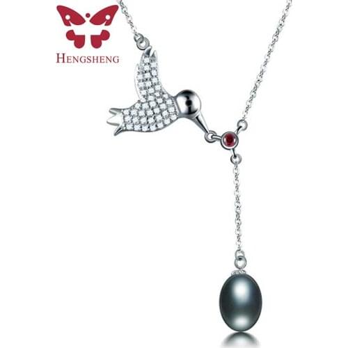 2019 Fine Birds Design Jewelry Pendants, New 45cm Box Chain Rice Natural Freshwater Pearl Necklace With Gift Box 45cm chain