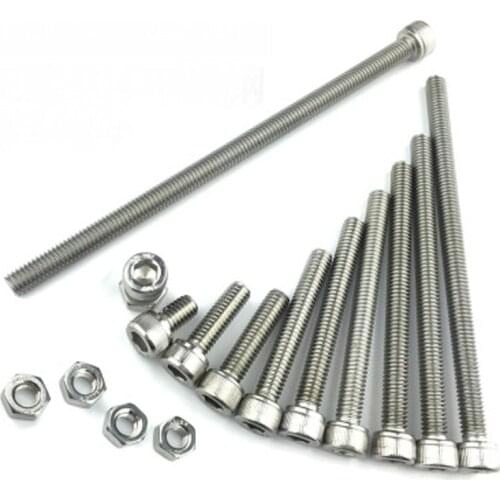 8Pcs M5 Stainless Steel Allen inner hexagon Screws Round Cylinder Cup head Lengthen hex Screw plus Nut Suit bolt 6mm-25mm L