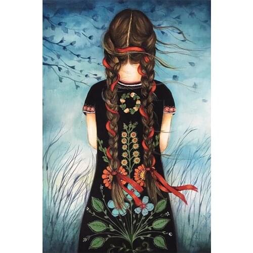 Diamond Painting Round Full Drill Little Girl Back View Nouveaute DIY Mosaic Embroidery 5D Cross Stitch Portrait Picture