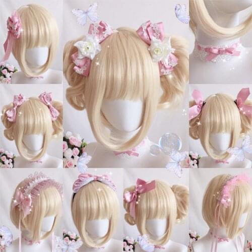 Annes breakfast full set of original hand made lolita jewelry hair band kc cat ear bnt hand sleeve