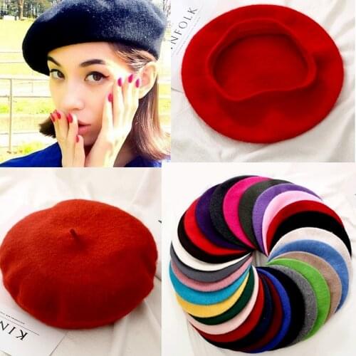 Hot Sale Cheap Fashion New Womens Solid Color Beret Womens Hat Winter Warm Walking Hat Ladies Hats Berets