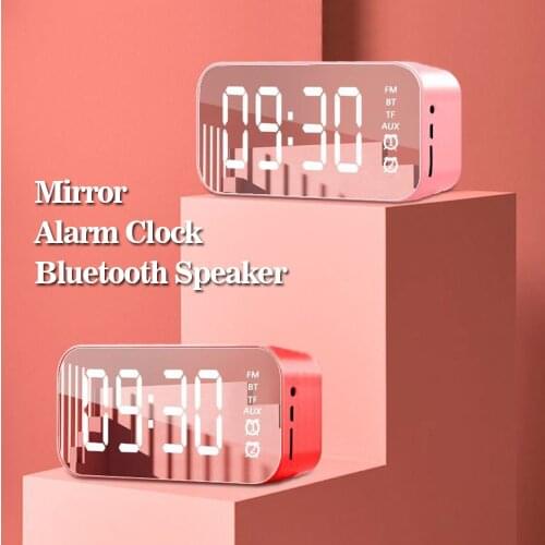 Bluetooth Speaker Alarm Clock LED Display Mirror Radio Wireless Digital Clock Table Clock FM Radio Bedside Clock