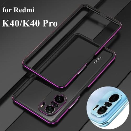 For Fundas Xiaomi Redmi K40 case Luxury Deluxe Ultra Thin aluminum Bumper for Xiaomi Redmi K40 Pro + 2 Film (1 Front +1 Rear)