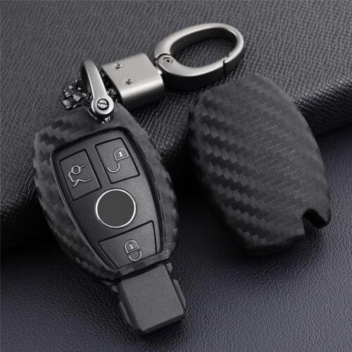 Carbon Fiber Car Key Bag Case For Mercedes Benz BGA AMG W203 W210 W211 W124 W202 W204 W205 W212 W176 Silicone Cover