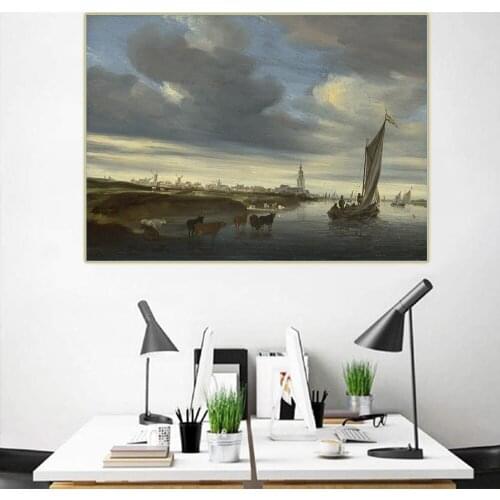 Citon Jacob van Ruisdael《A View of Rhenen seen from the West》Canvas Oil Painting Landscape Art Picture Decor Home Decoration