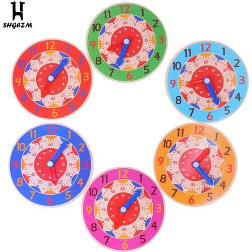 Colorful Clocks Children Montessori Wooden Clock Toys Hour Minute Second Cognition Toys for Kids Early Preschool Teaching Aids