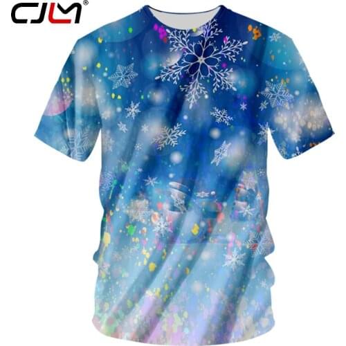 CJLM Christmas O Neck Tshirt Man High Quality Polyester T-shirt 3D Printed Colorful Snowman Mens Tee Shirt Large Size