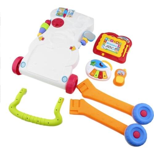 Baby Walker Toddler Trolley Sit-to-Stand Walker for Kids Early Learning Educational Musical Adjustable Baby First Steps Car Hot