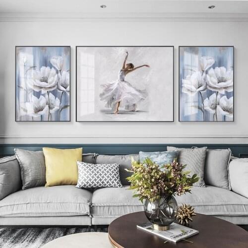 Handmade Oil Painting Prints of Flower Dancers Poster Wall Art Canvas Painting Nordic Style Retro Pictures Living Room Decor