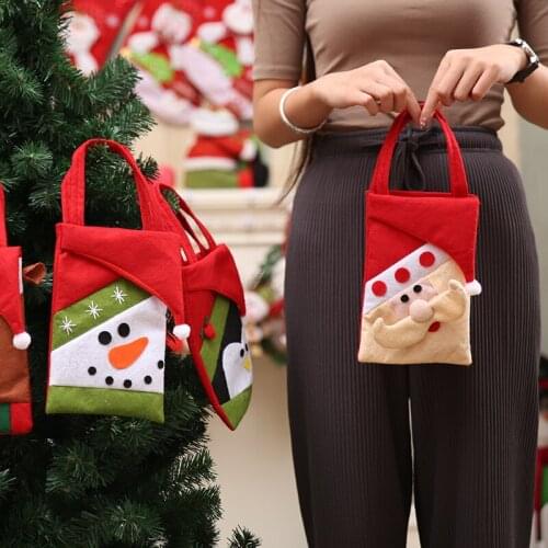 Cute Christmas Gift Bags Candy Bag Santa Claus Snowman Deer Classic Design Christmas Tree Hangings Kids Xmas Gift Candy Bags
