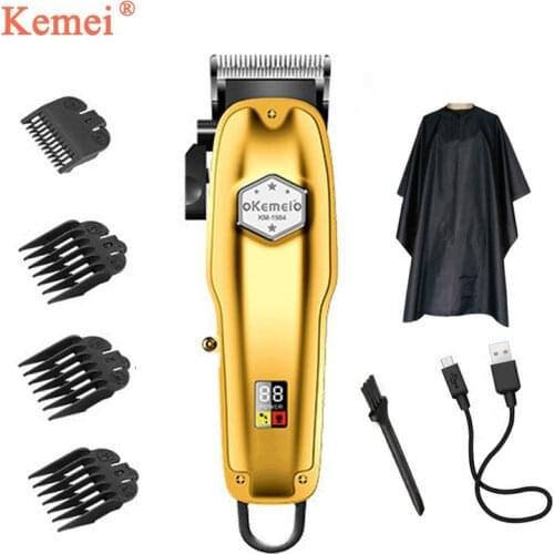 Kemei KM-1984 New All metal Rechargeable Hair Trimmer Barber Professional Hair Clipper Hair Shaving Machine Cordless Hair Cutter