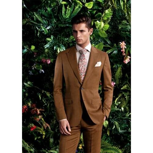 2017 Latest Coat Pant Designs New Brown Men Suit Groom Tuxedo Slim Fit 2 Piece Custom Wedding Suits Prom Blazer Terno Masculino