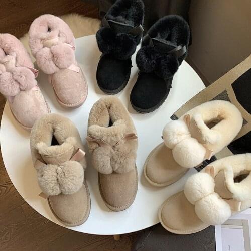 2020 new snow boots womens short boots thickened warmth and non-slip autumn and winter fur shoes cotton shoes short boots