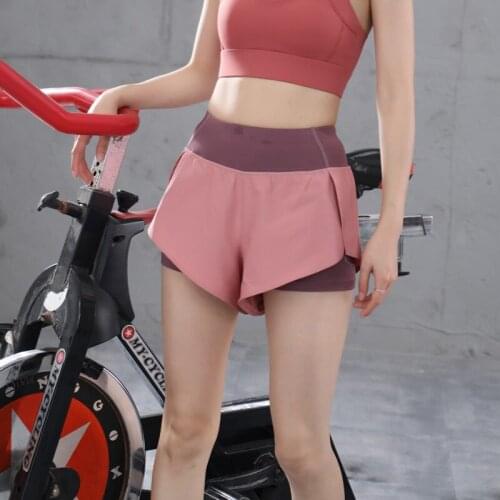 New Women Gym Double Layer Shorts Side Pocket Running Shorts Breathable Quick Dry Yoga Womens Shorts Workout Fitness Sportwear