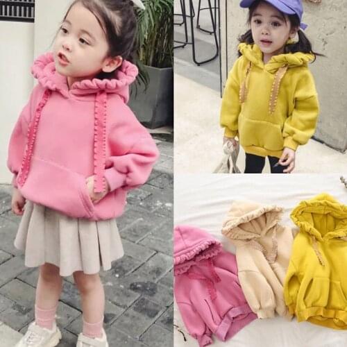 Autumn Winter Girls Sweatshirt Thick Fleece Hooded Kids Hooded Hoodies Tops BC1010