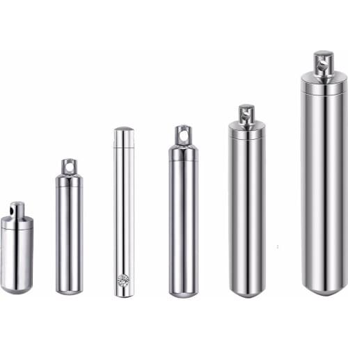 Men Stainless Steel Perfume Holder Bullet Cylinder Ashes Urn Pendant Angel Wing Charm Memorial Necklace Jewelry 6 Sizes