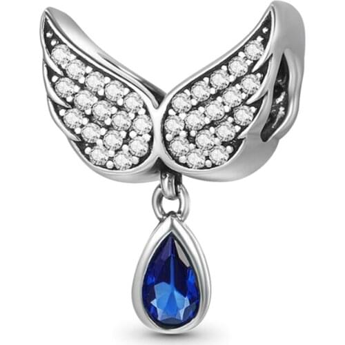 New 925 Sterling Silver Angels Wing Pendant Dangle Charm Bead Fit Original Pandora Bracelet DIY Jewelry For Women