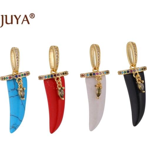 Simulation Tusks Charms Pendants With AAA Cubic Zirconia Pendant For DIY Necklace Bracelets Accessories Jewelry Finding
