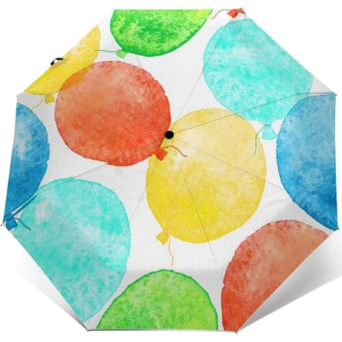 Sunny Umbrella Colorful Watercolor Balloons Automatic folding portable men women umbrella Sunscreen rain Windproof beach parasol