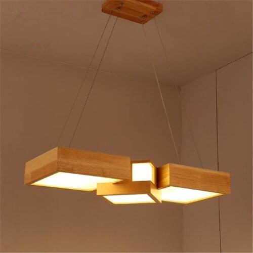 Modern Janpanese Design Wooden Pendant Lamp Creative Rectangular Office Dining Room Led Hanging Light Fixtures Free Shipping